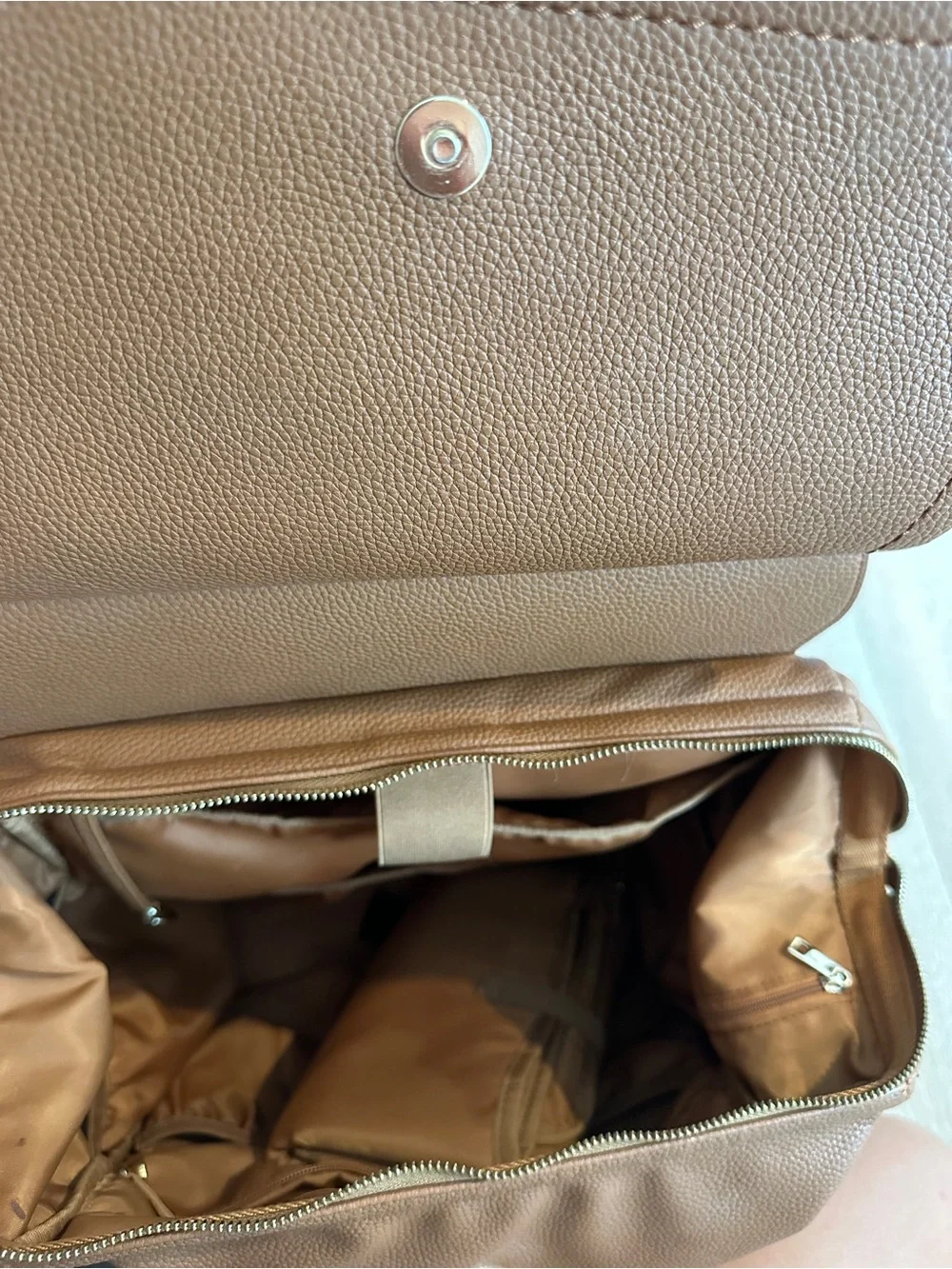 Tan Pebbled Leather Baby Backpack